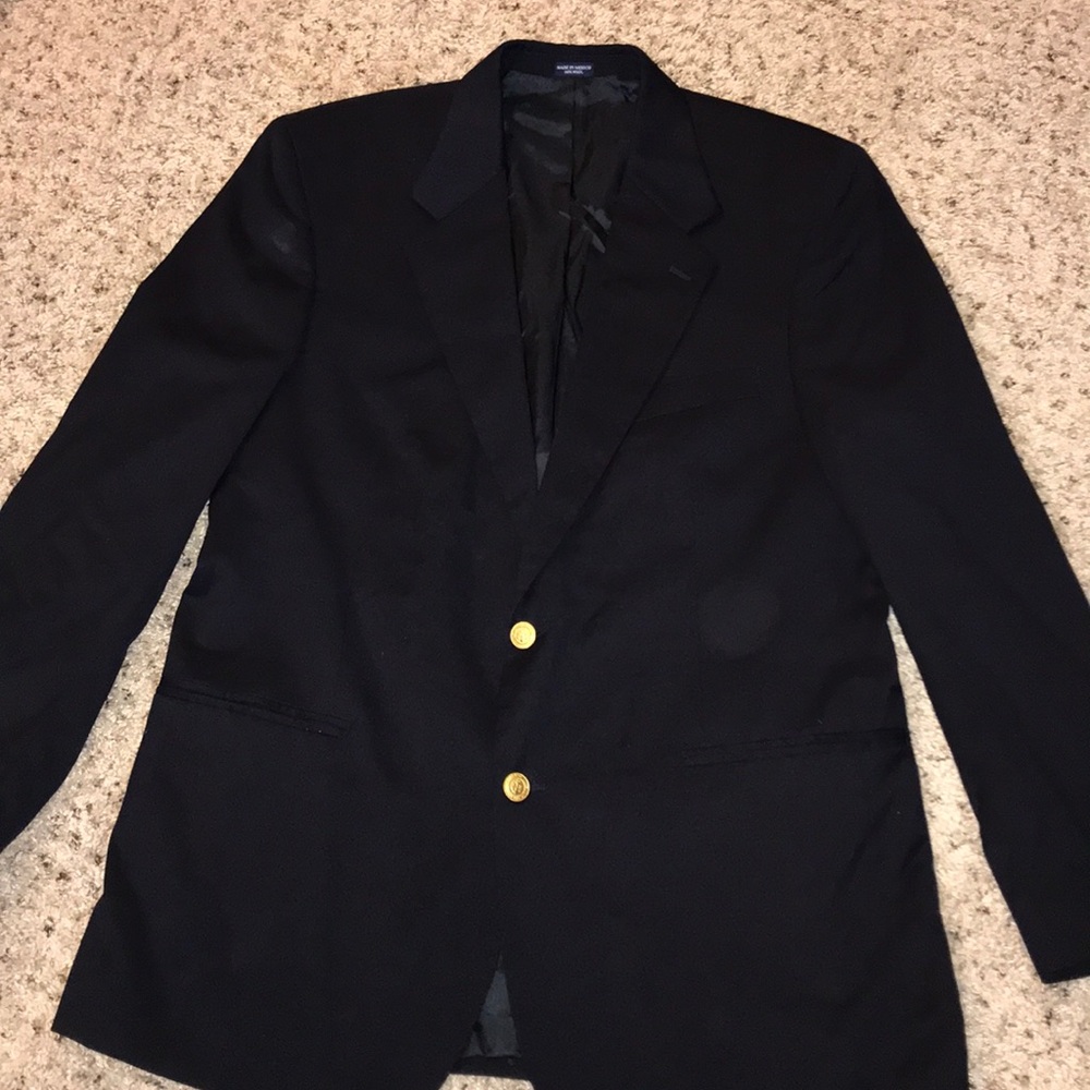 Men’s vineyard vines wool blue blazer w gold btns